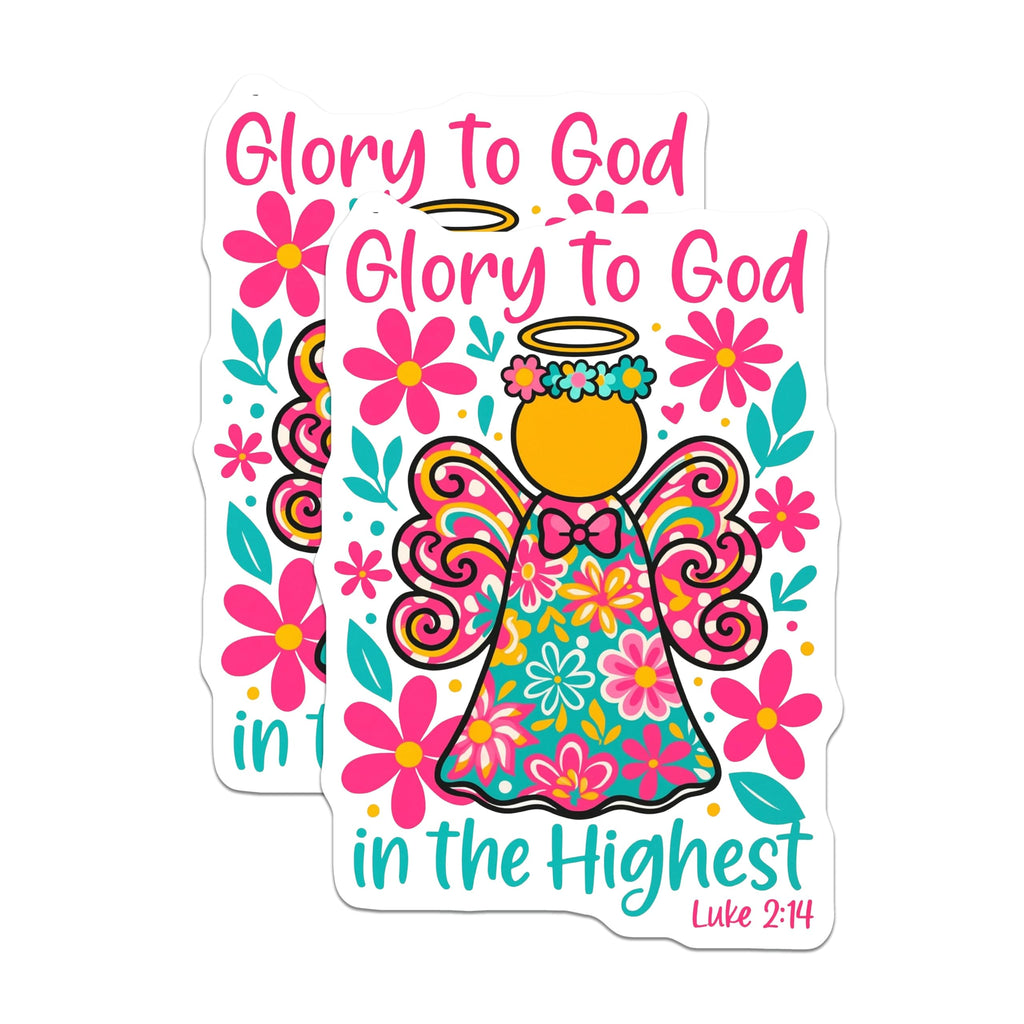 (2 Pack) Glory to God Magnets - Angel Art Religious Decor - Luke 2 14 Bible Verse Faith Inspiration - 5 Inches On Longest Side - Thick Durable Magnet - Made in USA - MAG25816