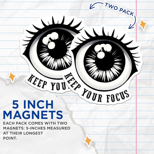 (2 Pack) Inspirational Eye Magnets - Motivational Quote - Keep Your Focus Home Decor - 5" On Longest Side - for Cars, Fridges, Toolboxes - Made in USA - MAG8085