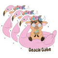 (3 Pack) Highland Cow Decals - Beach Babe - Flamingo Float - Laptop Decal- 3 Inches On Longest Side - Easy Peel & Apply - Made in USA - 3MCS5642