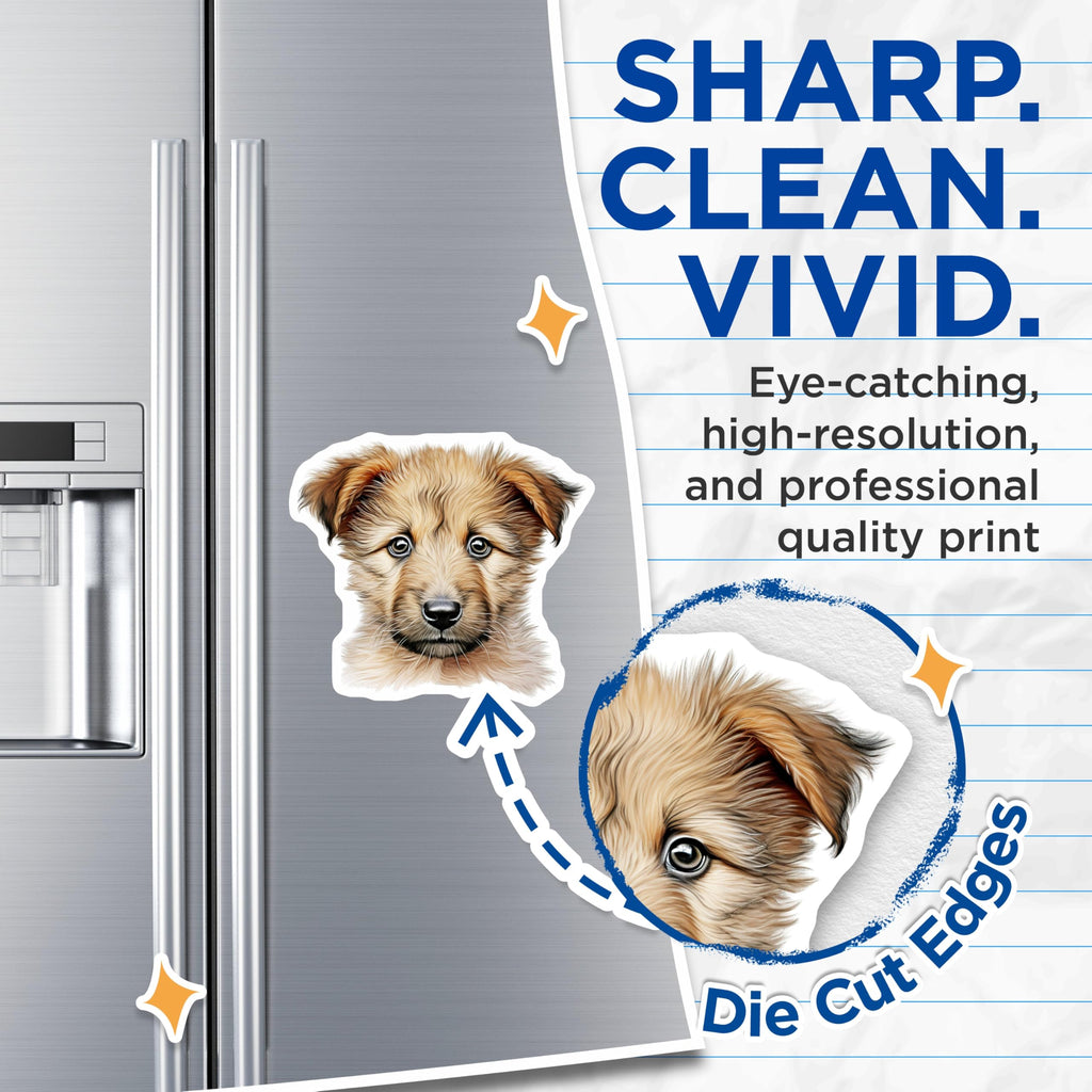 (2 Pack) Cute Puppy Magnets - Dog Lover Kitchen Decor - Pet Parent Refrigerator Art - 5 Inches On Longest Side - Thick Durable Magnet - Made in USA - MAG28804