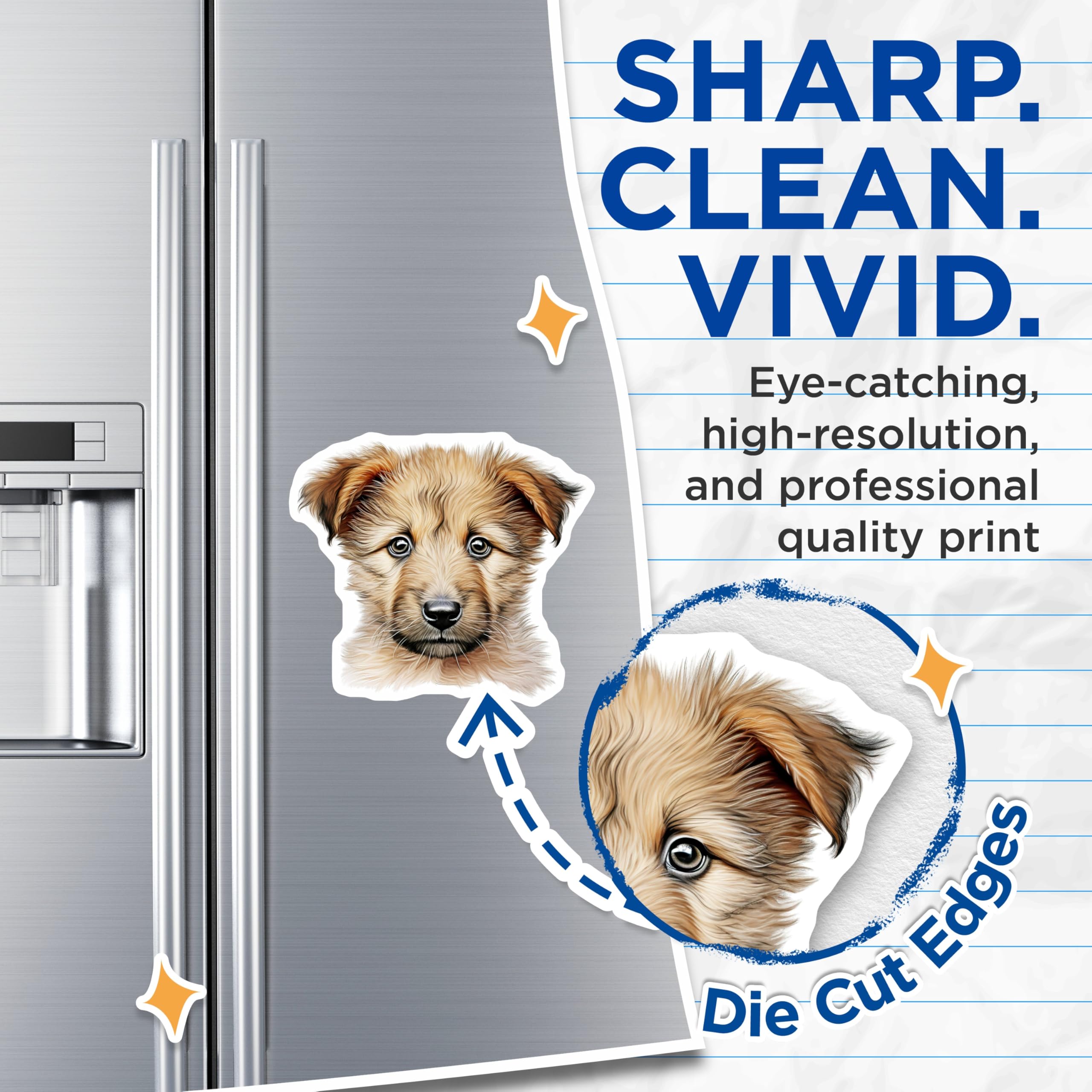 (2 Pack) Cute Puppy Magnets - Dog Lover Kitchen Decor - Pet Parent Refrigerator Art - 5 Inches On Longest Side - Thick Durable Magnet - Made in USA - MAG28804