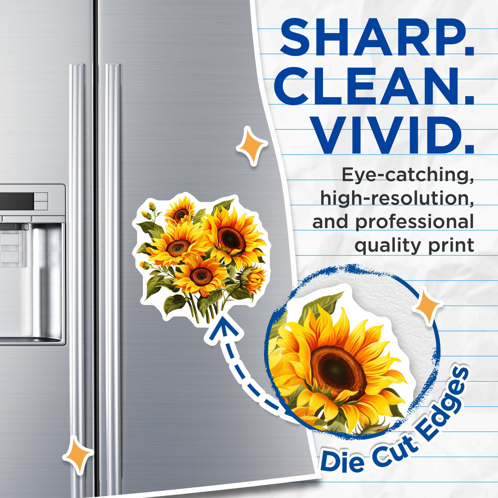 (2 Pack) Sunflower Magnets - Floral Fridge Decor - Kitchen Decor - Botanical Art - Farmhouse Style - Summer Vibes - Home Decor - 5" - Durable Magnet - Made in USA - MAG38795