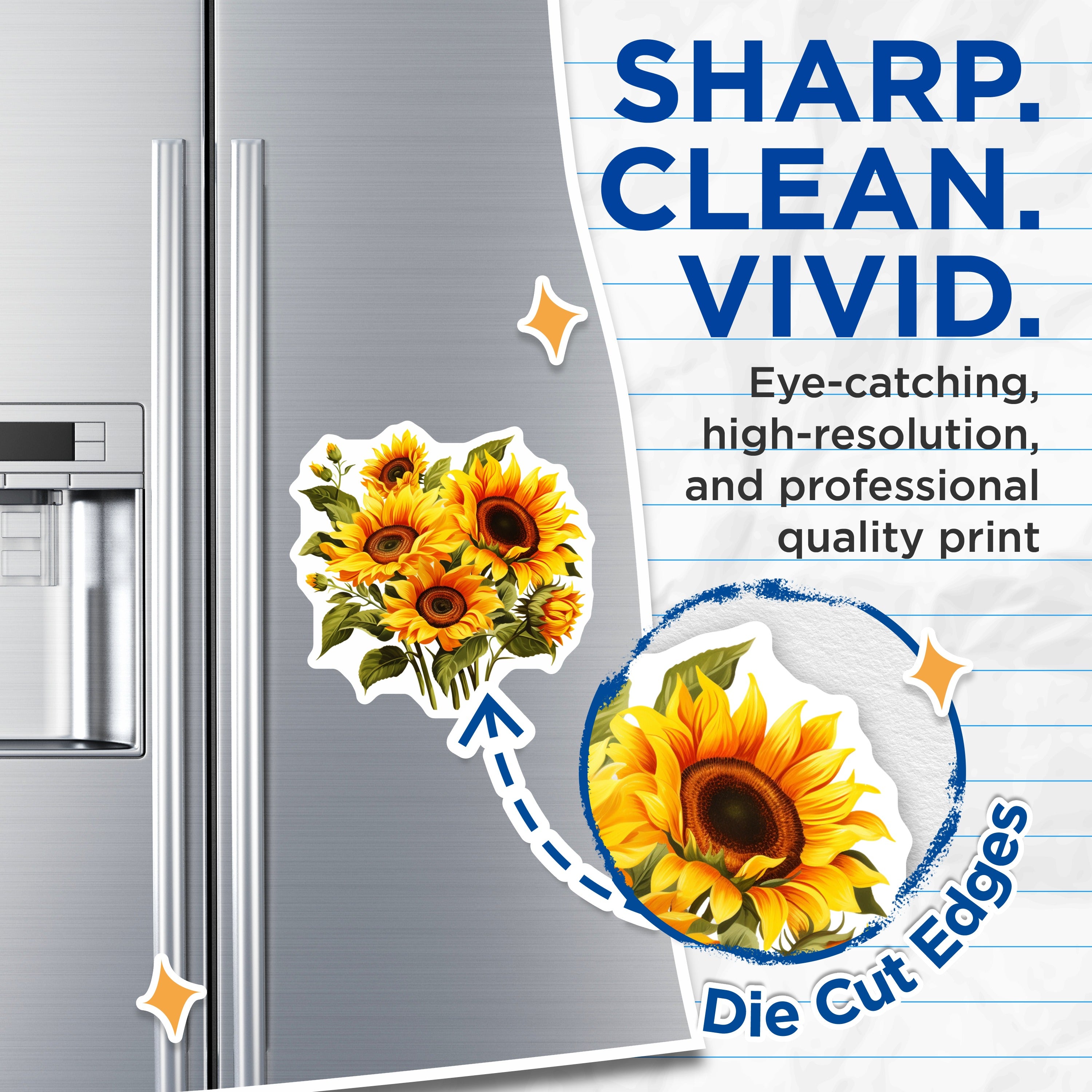 (2 Pack) Sunflower Magnets - Floral Fridge Decor - Kitchen Decor - Botanical Art - Farmhouse Style - Summer Vibes - Home Decor - 5" - Durable Magnet - Made in USA - MAG38795