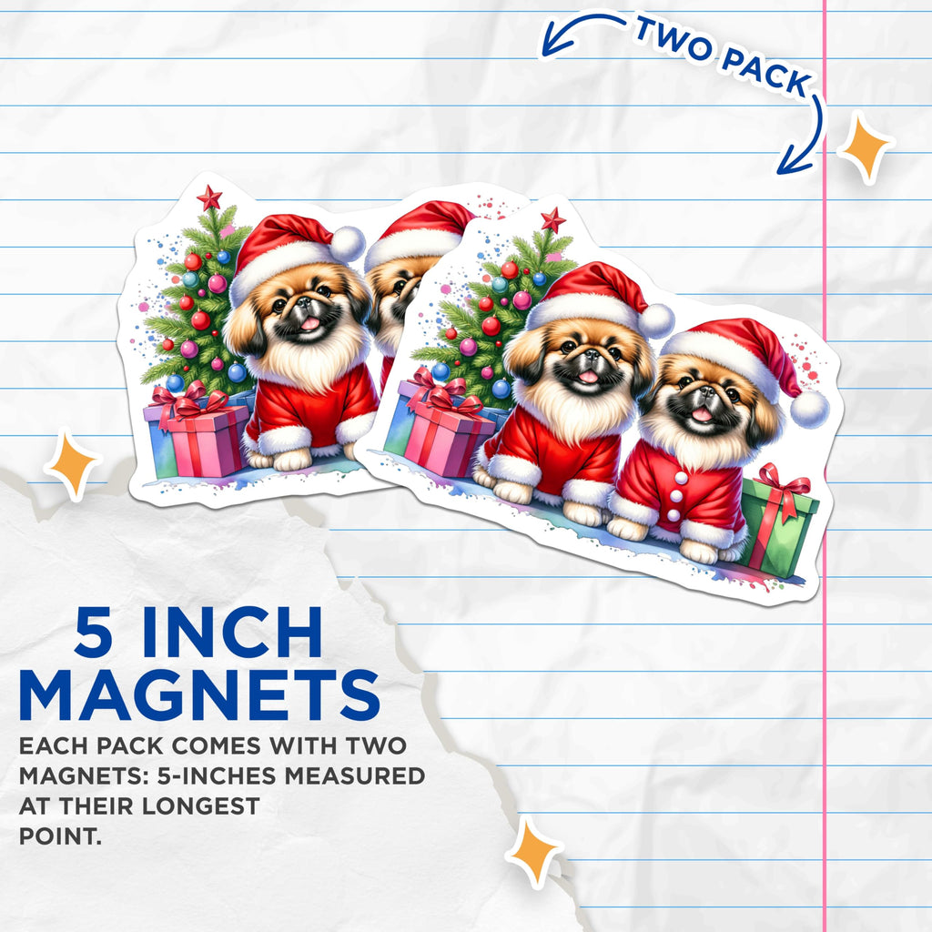(2 Pack) Cute Christmas Dog Magnets - Santa Pet Lover Decor - Festive Refrigerator Magnets for Dog Parents - 5 Inches On Longest Side - Thick Durable Magnet - Made in USA - MAG28891
