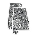 (2 Pack) Alabama State Magnets - Floral Mandala Art - Black and White Decor Magnet - 5" On Longest Side - Premium Magnet - for Cars, Refrigerators, Toolboxes, Lockers - Made in USA - MAG18724
