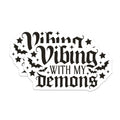 (2 Pack) Viking with My Demons Magnets - Gothic Bat Decor - Spooky Funny Sayings - Halloween Refrigerator Accent - 5 Inches On Longest Side - Thick Durable Magnet - Made in USA - MAG21436