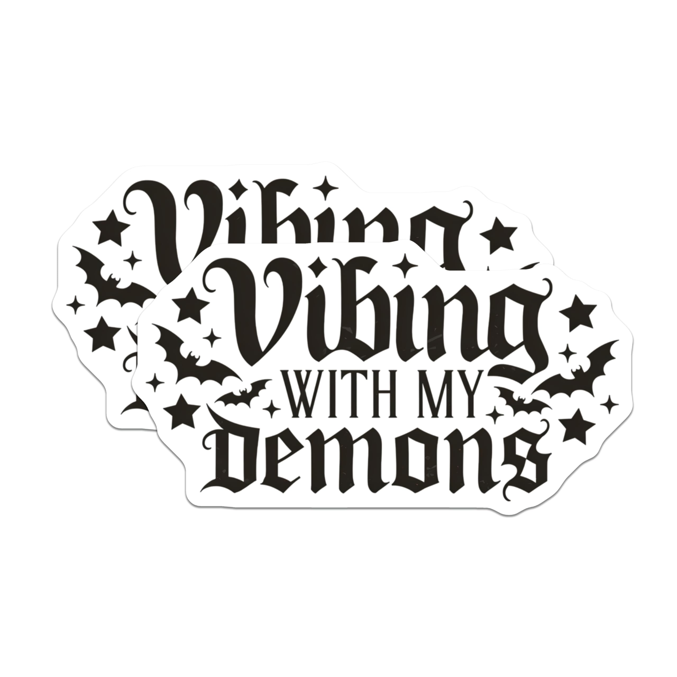 (2 Pack) Viking with My Demons Magnets - Gothic Bat Decor - Spooky Funny Sayings - Halloween Refrigerator Accent - 5 Inches On Longest Side - Thick Durable Magnet - Made in USA - MAG21436