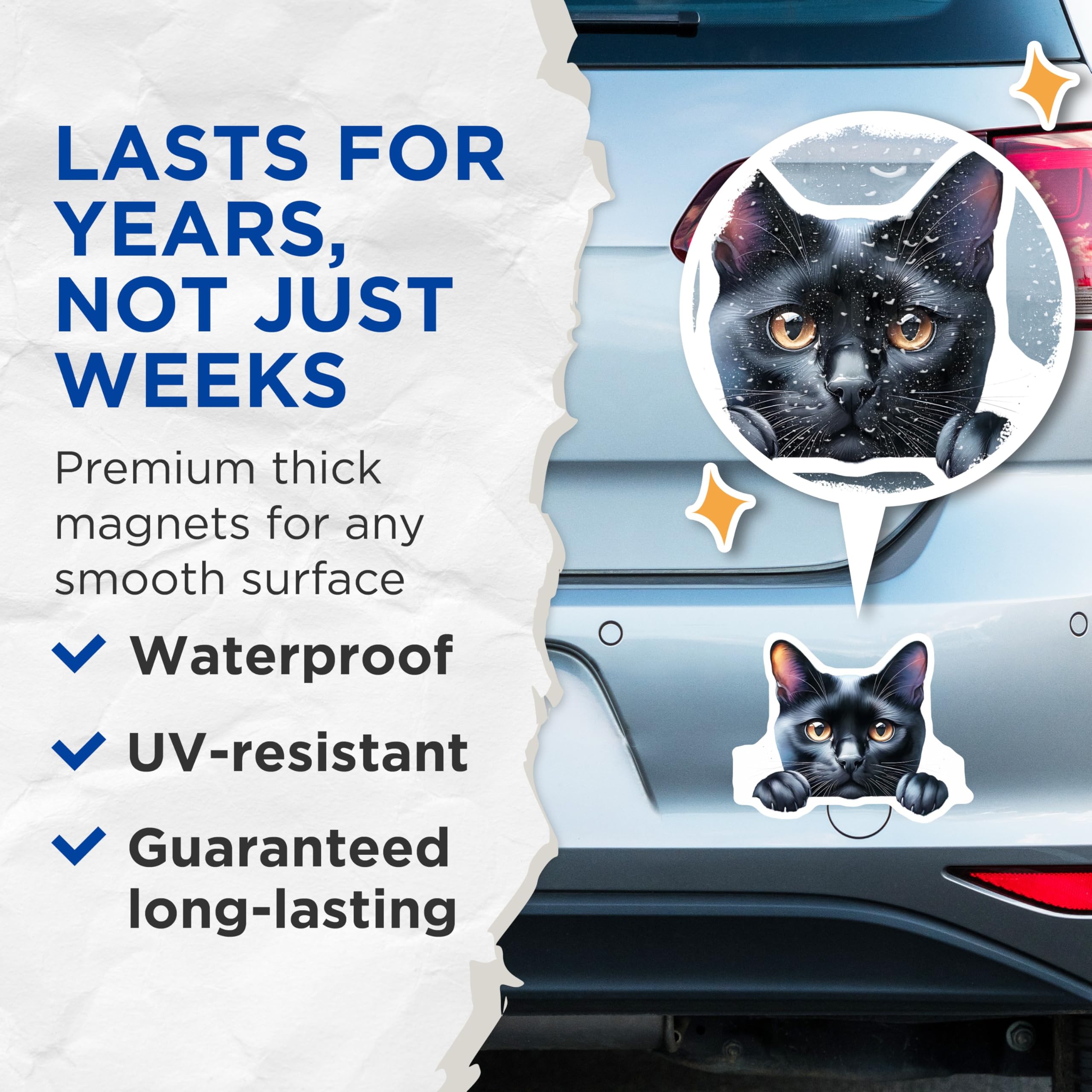 (2 Pack) Black Cat Magnets - Cute Kitten Art - Refrigerator Magnets - 5" On Longest Side - Premium Magnet - for Cars, Refrigerators, Toolboxes, Lockers - Made in USA - MAG14376