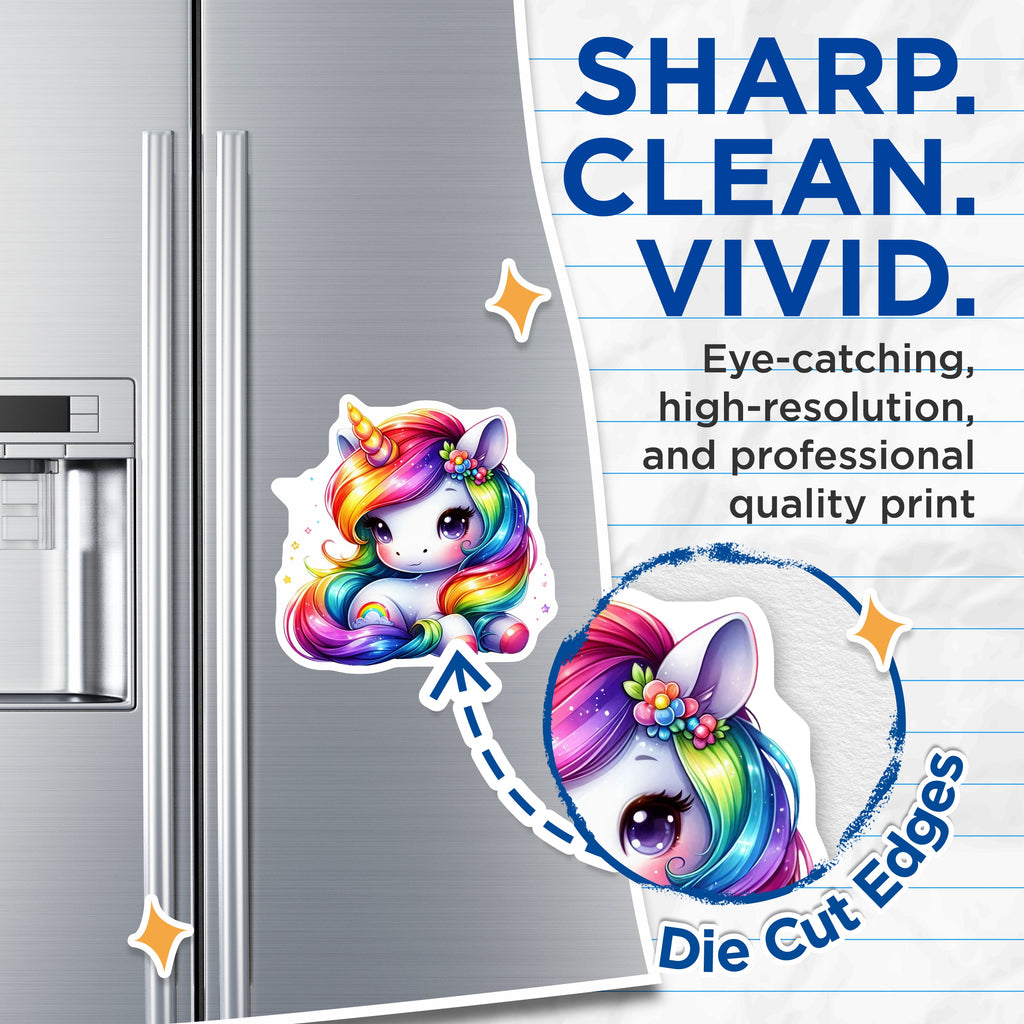 (2 Pack) Adorable Rainbow Unicorn Magnets - Whimsical Fantasy Fridge Decoration - Kawaii Kids Room Locker Accessory Art - 5 Inches On Longest Side - Thick Durable Magnet - Made in USA - MAG37355