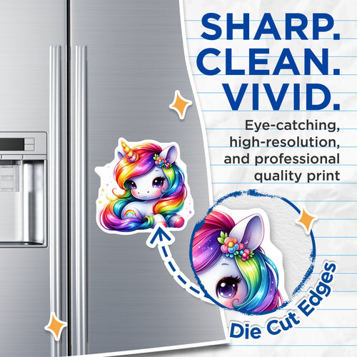 (2 Pack) Adorable Rainbow Unicorn Magnets - Whimsical Fantasy Fridge Decoration - Kawaii Kids Room Locker Accessory Art - 5 Inches On Longest Side - Thick Durable Magnet - Made in USA - MAG37355