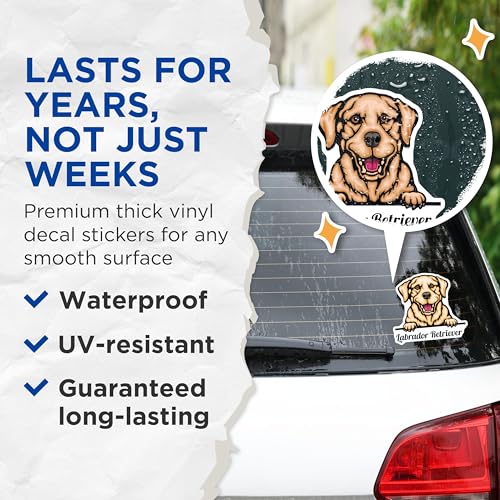 (2 Pack) Labrador Retriever Stickers - Cute Dog Lover Stickers - Animal Decals for Pet Owners and Dog Fans - 5" On Longest Side - Sticks to Smooth Flat Surfaces - Made in USA - BMCS4216