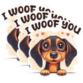 (3 Pack) Woof You Decals - Puppy Love Sticker - Cute Dog Laptop Decal - 3 Inches On Longest Side - Easy Peel & Apply - Made in USA - 3MCS1219