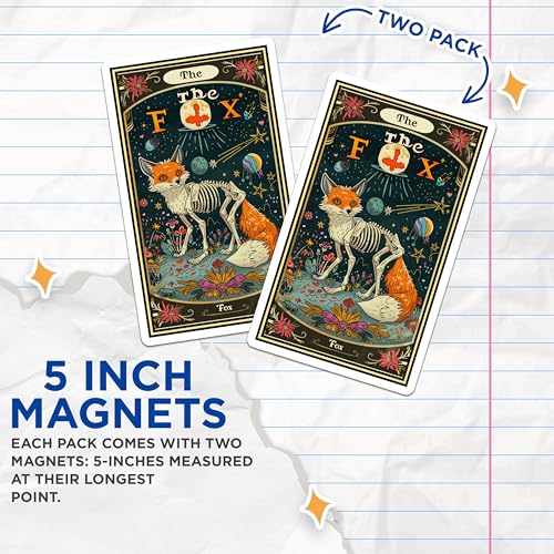 (2 Pack) Fox Art Magnets - Zodiac - Ative Animal Design - 5" On Longest Side - for Cars, Fridges, Toolboxes - Made in USA - MAG3640