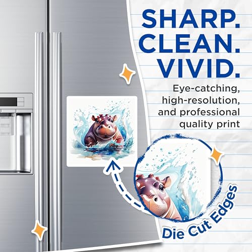 (2 Pack) Hippo Splash Magnets Magnets - Cute Animal Art - Fun Fridge Decor - 5" On Longest Side - Made in USA - Sticks to Refrigerators & Metal Surfaces - MAG8702