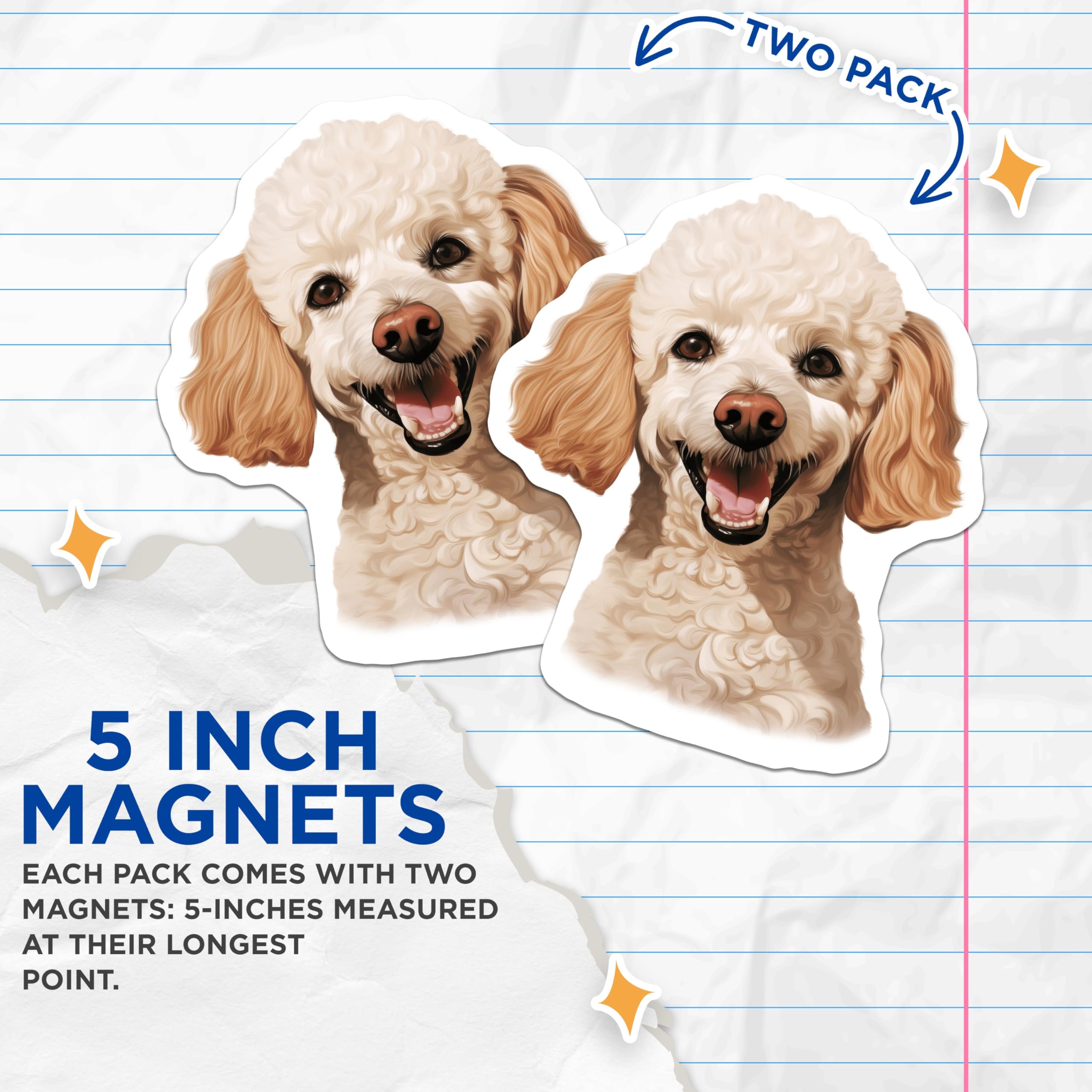 (2 Pack) Happy Poodle Magnets - Dog Mom Poodle Decor - Pet Owner Fridge Locker Accessory - 5 Inches On Longest Side - Thick Durable Magnet - Made in USA - MAG30816