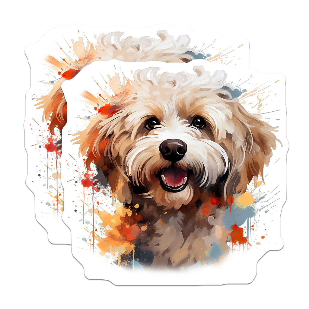 (2 Pack) Watercolor Doodle Dog Magnets - Happy Puppy Art - Fridge Locker Decor - 5 Inches On Longest Side - Thick Durable Magnet - Made in USA - MAG23283