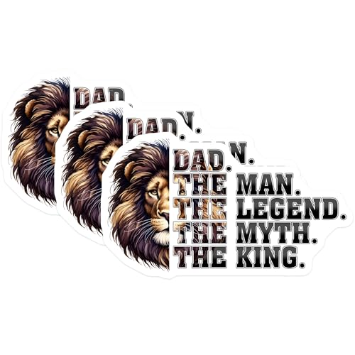 (3 Pack) Dad The Man Decals - Lion King - Father's Day Decal - 3 Inches On Longest Side - Easy Peel & Apply - Made in USA - 3MCS2018