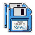 (2 Pack) Didn't Forget to Save! Stickers - Retro Computer Stickers - Cute Reminder Stickers - Vintage Floppy Disk - 5" On Longest Side - Sticks to Smooth Flat Surfaces - Made in USA - BMCS3715