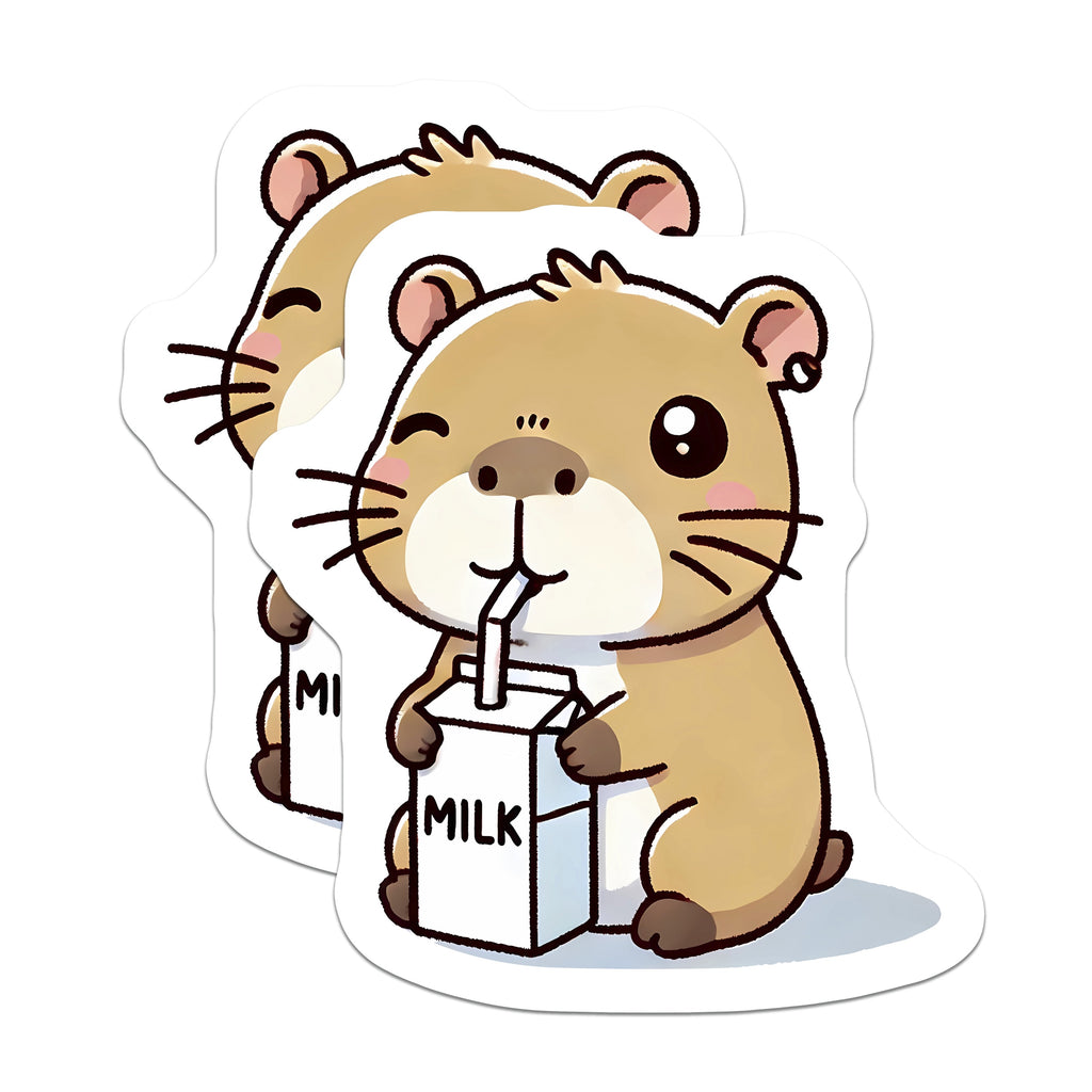 (2 Pack) Kawaii Hamster Magnets - Cute Animal Milk Carton Magnet - Fridge Decor for Animal Lovers - Whimsical Locker Accent - 5 Inches On Longest Side - Thick Durable Magnet - Made in USA - MAG36486