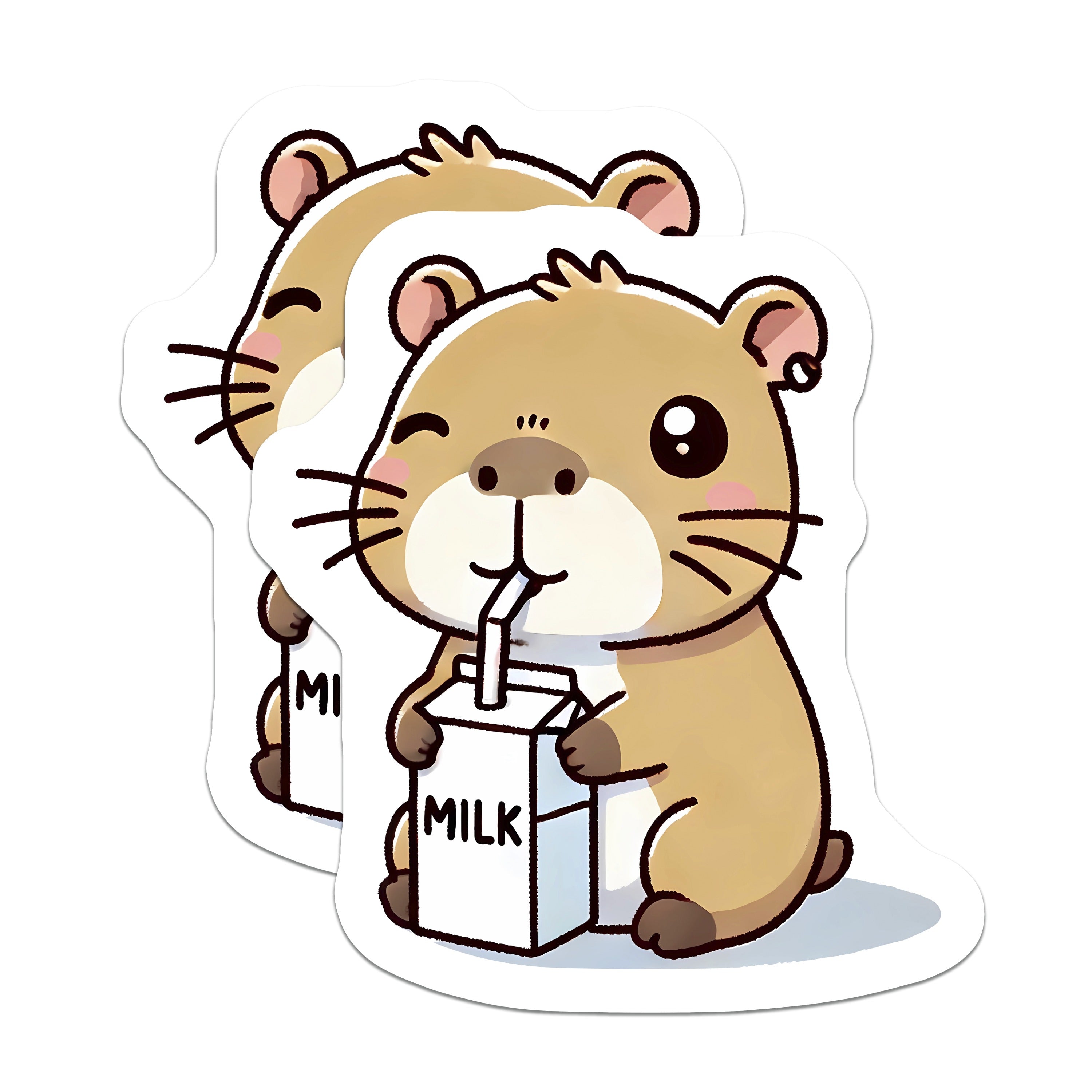 (2 Pack) Kawaii Hamster Magnets - Cute Animal Milk Carton Magnet - Fridge Decor for Animal Lovers - Whimsical Locker Accent - 5 Inches On Longest Side - Thick Durable Magnet - Made in USA - MAG36486