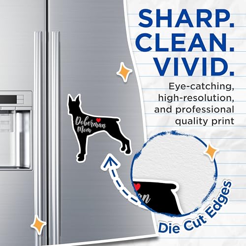 (2 Packs) Doberman Mom Magnets - Doberman Dog Breed Magnets - 5 Inches On Longest Side - Premium Magnet - for Fridges, Toolboxes, Cars - Made in USA - MAG2465