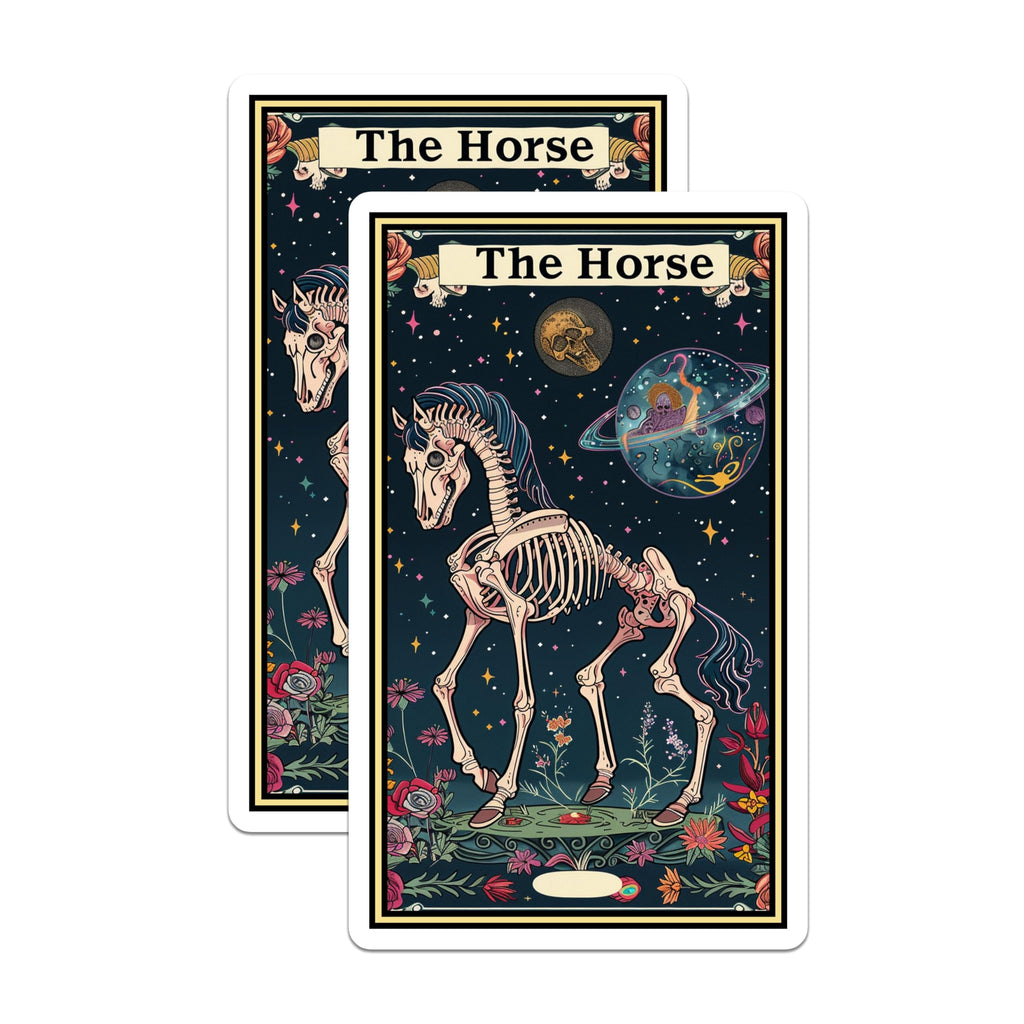 (2 Pack) The Horse Skeleton Stickers - Halloween Skeleton Stickers - Space Theme Stickers - 5" On Longest Side - Sticks to Smooth Flat Surfaces - Made in USA - BMCS3711