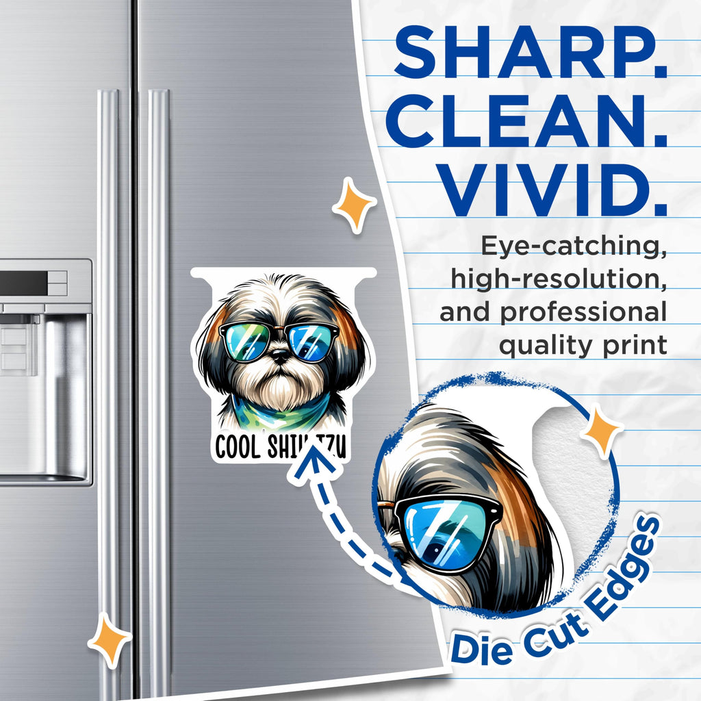 (2 Pack) Cool Shih Tzu Magnets - Dog Lover - Cute Pet Magnets - Fridge Magnet - Animal Lover Gift - 5" On Longest Side - for Cars, Fridges, Toolboxes - Made in USA - MAG3635