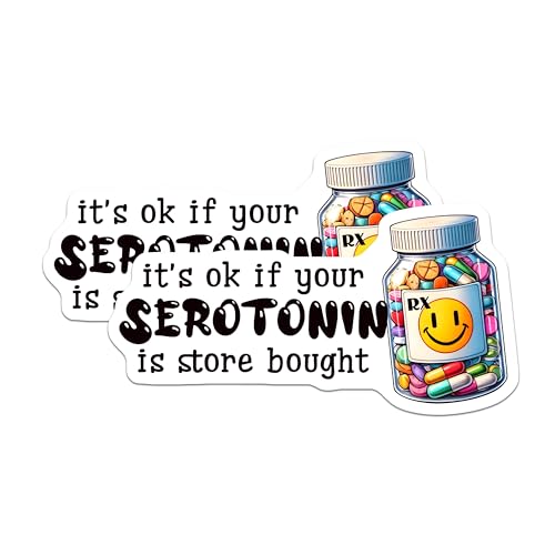 (2 Pack) Funny Mental Health Magnets - Serotonin Boost - Positive Vibes - Cute and Humorous Decor - 5" On Longest Side - for Cars, Fridges, Toolboxes - Made in USA - MAG8247