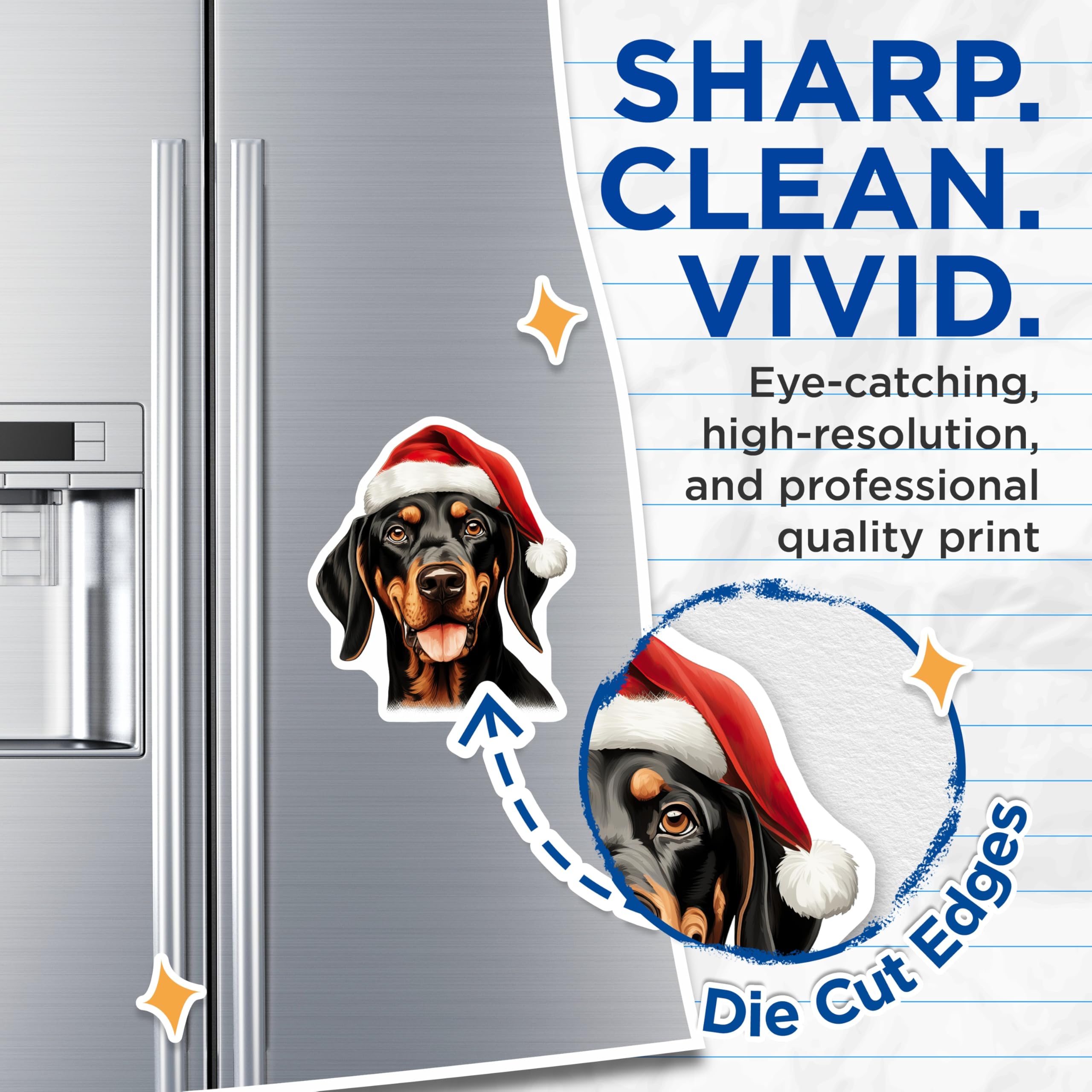 (2 Pack) Rottweiler Christmas Magnets - Santa Hat Dog Magnet - Festive Fridge Accent - Holiday Pet Owner Decor - 5 Inches On Longest Side - Thick Durable Magnet - Made in USA - MAG25192