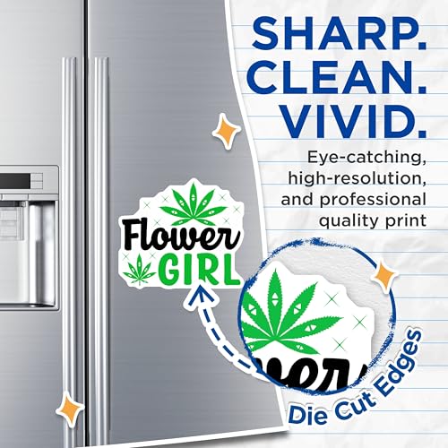 (2 Pack) Flower Girl Magnets Magnets - Marijuana Leaf Decor - 5" On Longest Side - Made in USA - Sticks to Refrigerators & Metal Surfaces - MAG8772