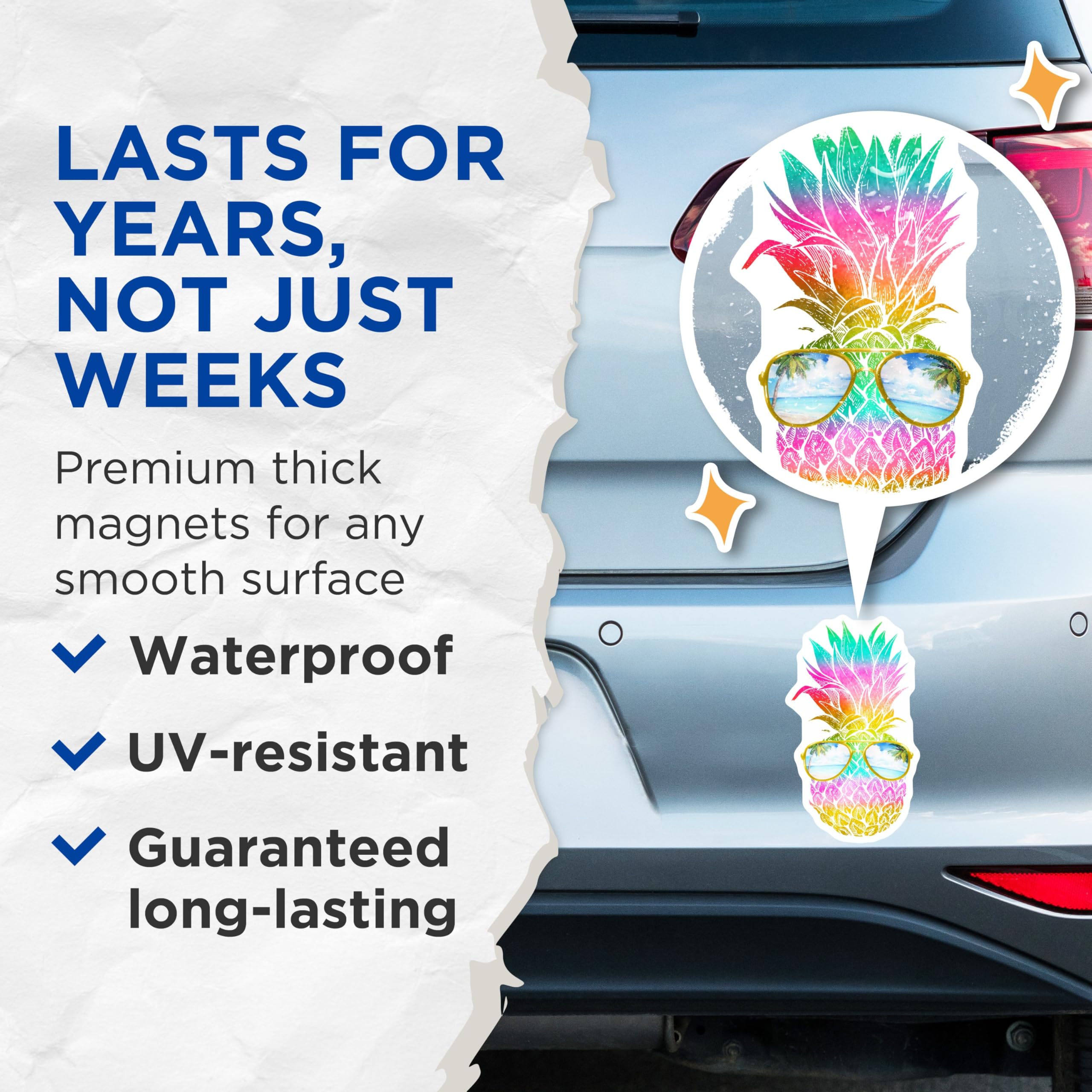 (2 Pack) Pineapple Magnets - Tropical Decor - Beach Vibes Fridge Magnets - 5" On Longest Side - Premium Magnet - for Cars, Refrigerators, Toolboxes, Lockers - Made in USA - MAG16973