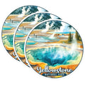 (3 Pack) Yellowstone National Park Decals - Laptop Decal - Grand Prismatic Spring Sticker - 3 Inches On Longest Side - Easy Peel & Apply - Made in USA - 3MCS0505