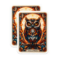 (2 Pack) Hallowen Owl Magnets - Mystical Bird Artwork - Ornate Owl Art - Unique Spooky Decor - Refrigerator Locker Magnets - 5 Inches On Longest Side - Thick Durable Magnet - Made in USA - MAG20186