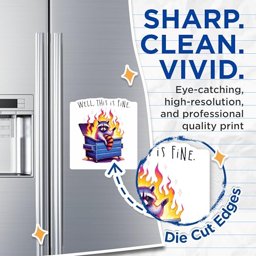 (2 Pack) Well This is Fine Magnets - Funny Raccoon Dumpster Fire Magnet - Cute Animal Humor Fridge - 5" On Longest Side - for Cars, Fridges, Toolboxes - Made in USA - MAG3739