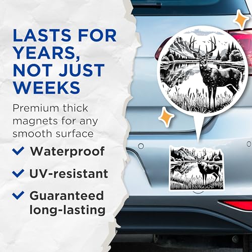 (2 Pack) Deer Magnets Magnets - Nature Scenery - Rustic Woodland Decor - 5" On Longest Side - Made in USA - Sticks to Refrigerators & Metal Surfaces - MAG8651