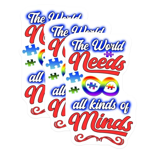 (3 Pack) Autism Awareness Decals - Infinity Symbol - Diverse Minds Decals- 3 Inches On Longest Side - Easy Peel & Apply - Made in USA - 3MCS5313