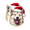 (2 Pack) Husky Dog Magnets - Santa Hat Pet Decor - Christmas Animal Fridge Art - 5 Inches On Longest Side - Thick Durable Magnet - Made in USA - MAG24578