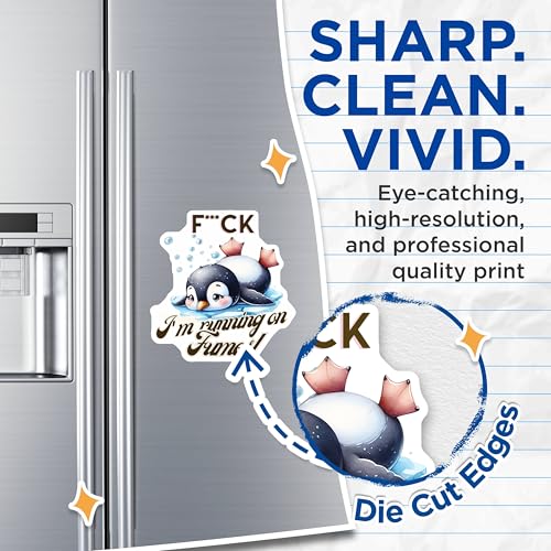(2 Pack) Funny Penguin Magnets - IÃ¢â‚¬â„¢m Running On Fumes Magnet - Cute Animal Fridge Magnet - 5" On Longest Side - for Cars, Fridges, Toolboxes - Made in USA - MAG6621