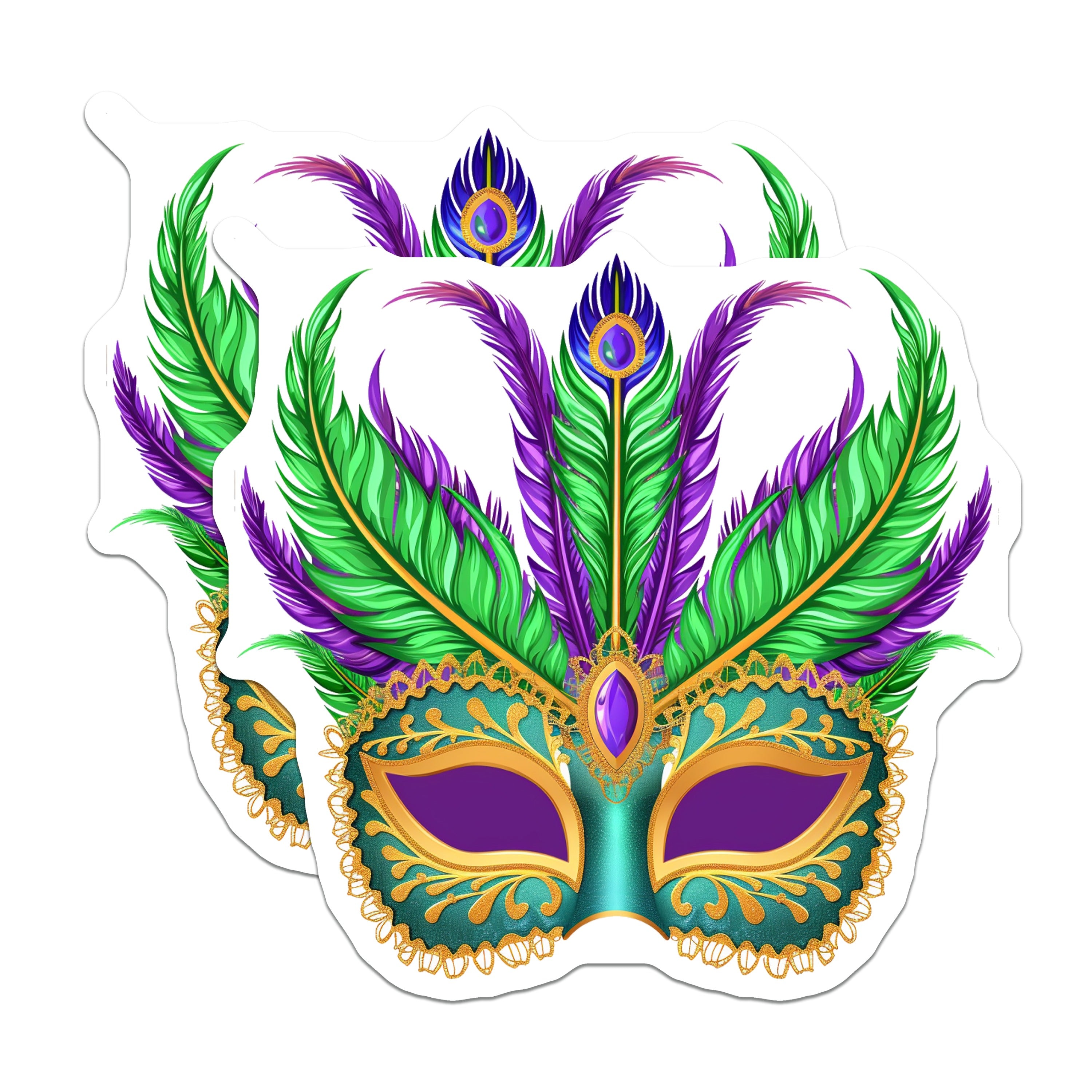 (2 Pack) Mardi Gras Mask Magnets - Carnival Festival Decor - New Orleans Party Supplies - Masquerade Celebration Accent - 5 Inches On Longest Side - Thick Durable Magnet - Made in USA - MAG36858