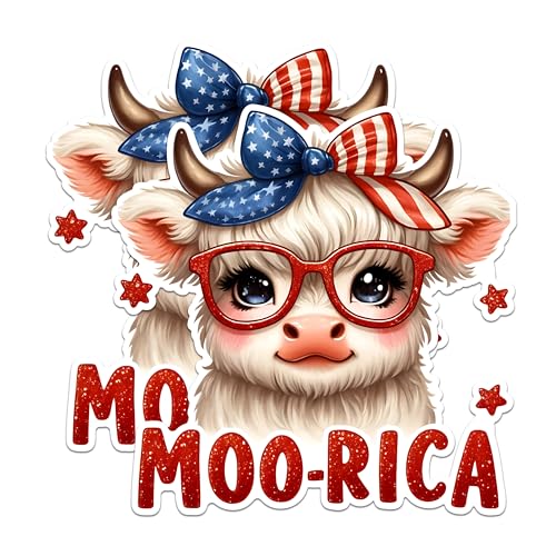 (2 Pack) Moo-Rica Magnets - Cute Animal Magnets - Patriotic Cow Magnets- 5" On Longest Side - for Fridges, Toolboxes, Cars - Made in USA - MAG2716