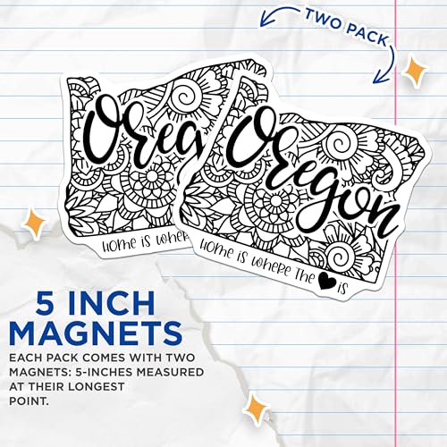 (2 Pack) Oregon State Map Magnets Magnets - Home is Where The Heart is - 5" On Longest Side - Made in USA - Sticks to Refrigerators & Metal Surfaces - MAG9087