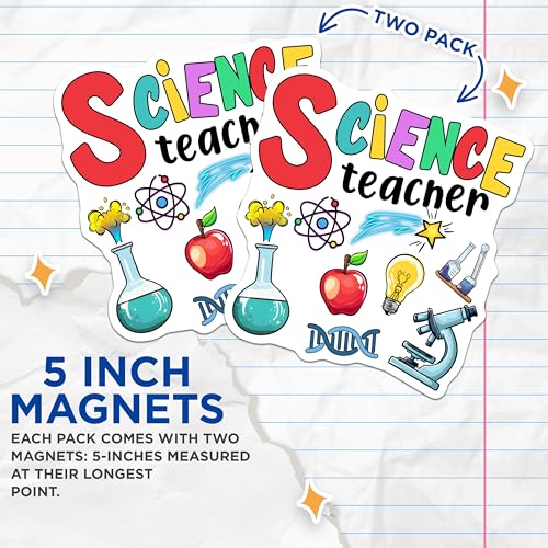(2 Pack) Science Teacher Magnets - Classroom Decor - 5" On Longest Side - for Cars, Fridges, Toolboxes - Made in USA - MAG7836
