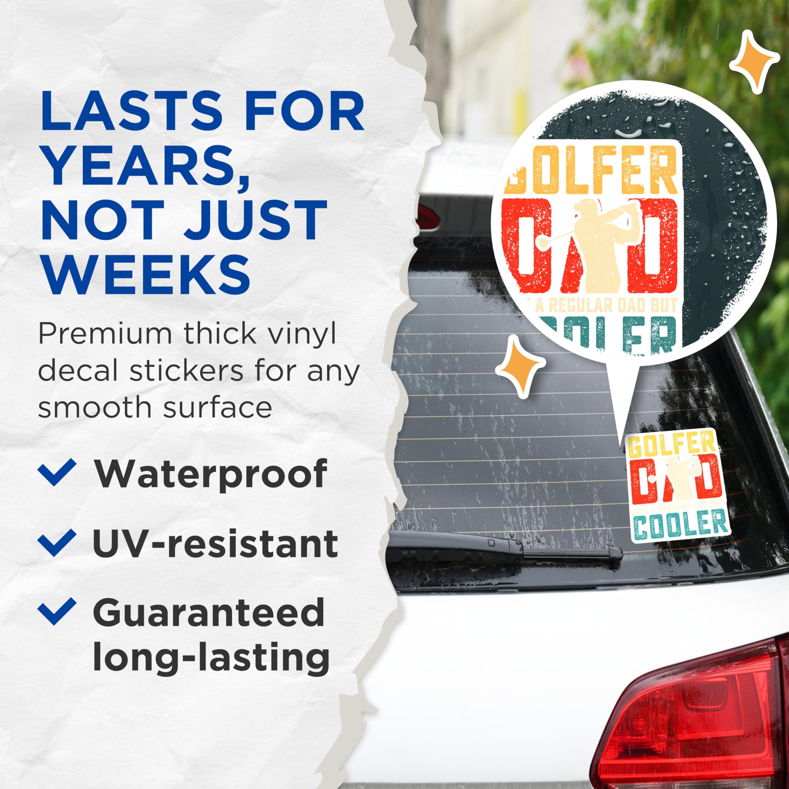 (2 Pack) Golfer Dad Stickers - Dad Humor Stickers - Golf Enthusiast Stickers - 5" On Longest Side - Sticks to Smooth Flat Surfaces - Made in USA - BMCS3701