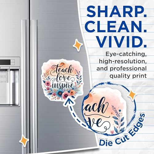 (2 Pack) Teach Love Inspire Magnets - Teacher Appreciation Magnets - Inspirational Quote Magnets - Floral Magnets - 5" On Longest Side - for Cars, Fridges, Toolboxes - Made in USA - MAG4420