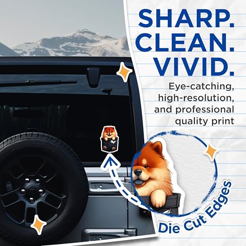 (2 Pack) Cute Dog Stickers - Pocket Dog Stickers - Adorable Puppy Stickers for Laptops and Water Bottles - 5" On Longest Side - Sticks to Smooth Flat Surfaces - Made in USA - BMCS3960