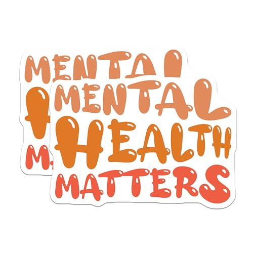 (2 Pack) Mental Health Matters Stickers - Inspirational - Motivational Decal - 5" On Longest Side - Sticks to Smooth Flat Surfaces - Made in USA - BMCS8235