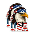 (2 Pack) American Bald Eagle Stickers - USA Flag Bandana Patriotism Decal - Freedom Symbol USA Pride - 5" On Longest Side - Sticks to Smooth Flat Surfaces - Made in USA - BMCS20484
