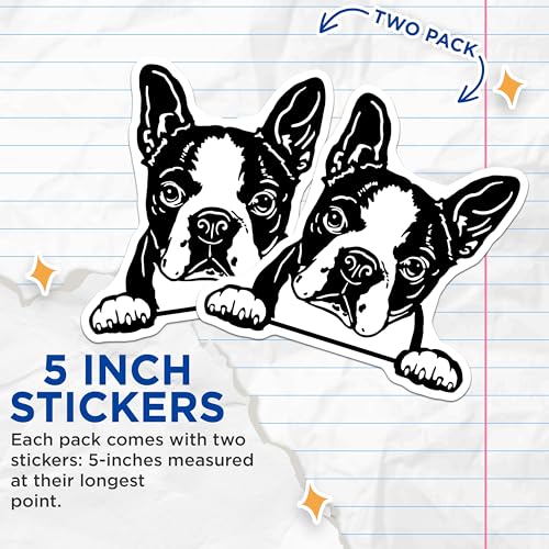 (2 Pack) Curious Dog Stickers - Animal Decal - Pet Lover Stickers - 5" On Longest Side - Sticks to Smooth Flat Surfaces - Made in USA - BMCS4039