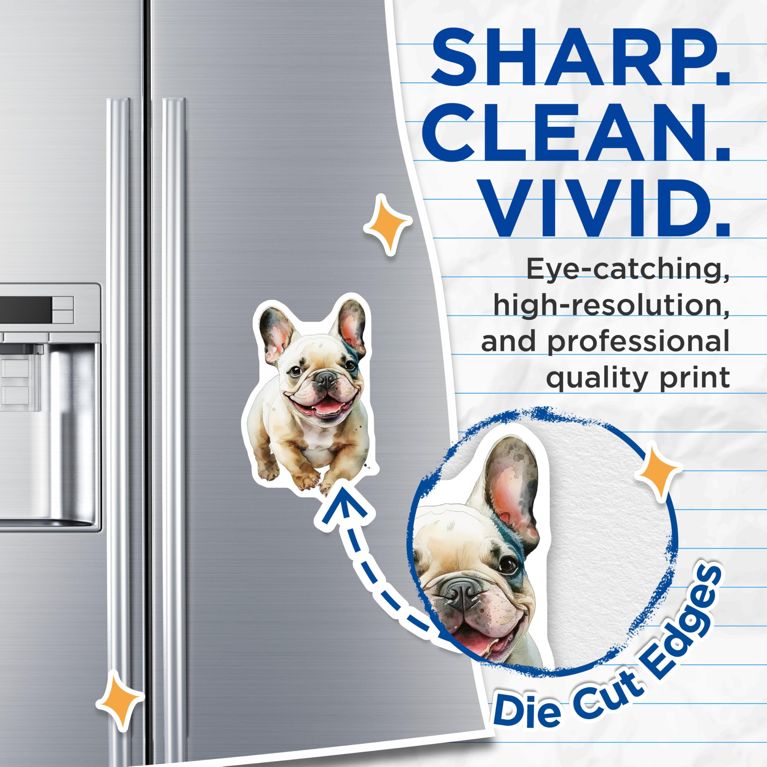 (2 Pack) French Bulldog Magnets - Cute Dog Magnets - Fridge Decoration - 5" On Longest Side - Premium Magnet - for Cars, Refrigerators, Toolboxes, Lockers - Made in USA - MAG14435
