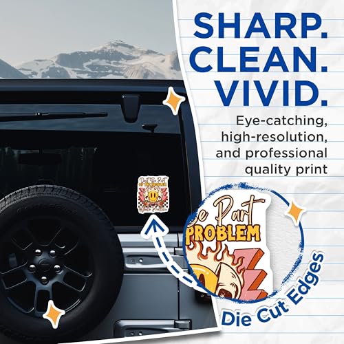 (2 Pack) Be The Whole Problem Stickers - Motivational Quote Stickers - Skull and Smile Design Stickers - 5" On Longest Side - Sticks to Any Smooth Flat Surface - Made in USA - BMCS3433